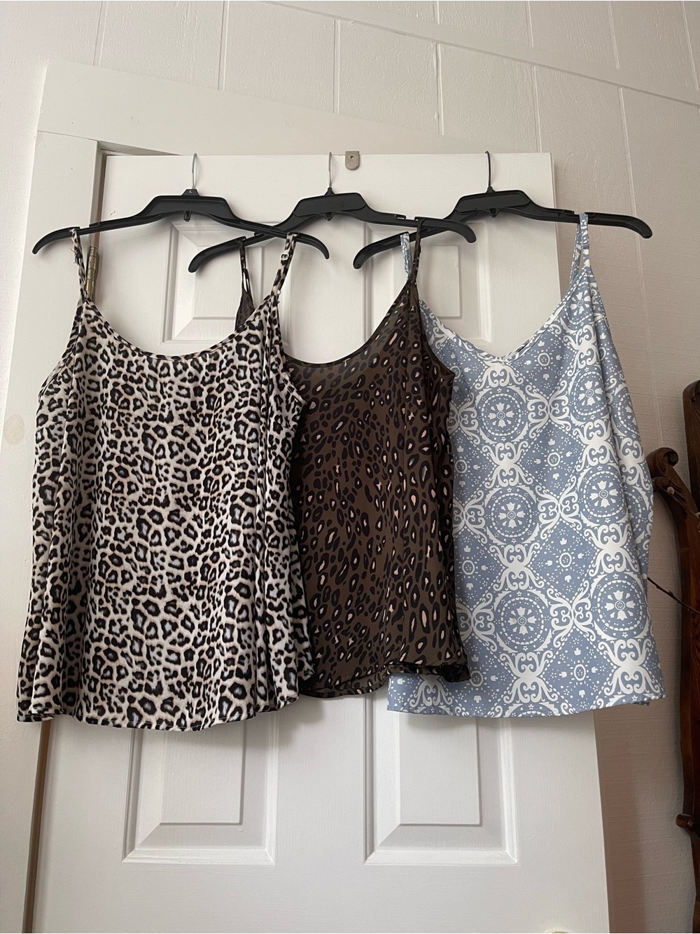 Essentials Women's 3-Pack Camisoles - Leopard, Brown Spot, Light Blue Medallion